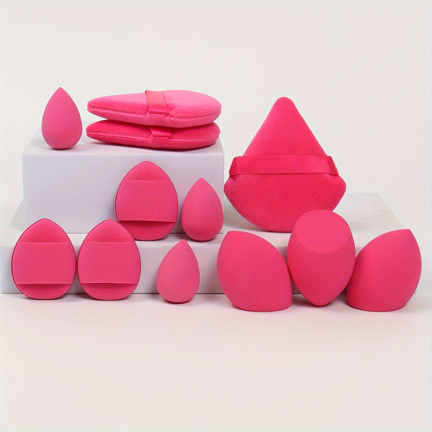 12pcs All-Purpose Makeup Sponge Set, Consisting of 3 Loose Powder Puffs, 3 Mini Air Cushion Puffs, 3 Beauty Eggs And 3 Mini Beauty Eggs. Foundation Blending Beauty Sponges, Liquid, Cream And Powder Flawless, Latex-Free Wet An
