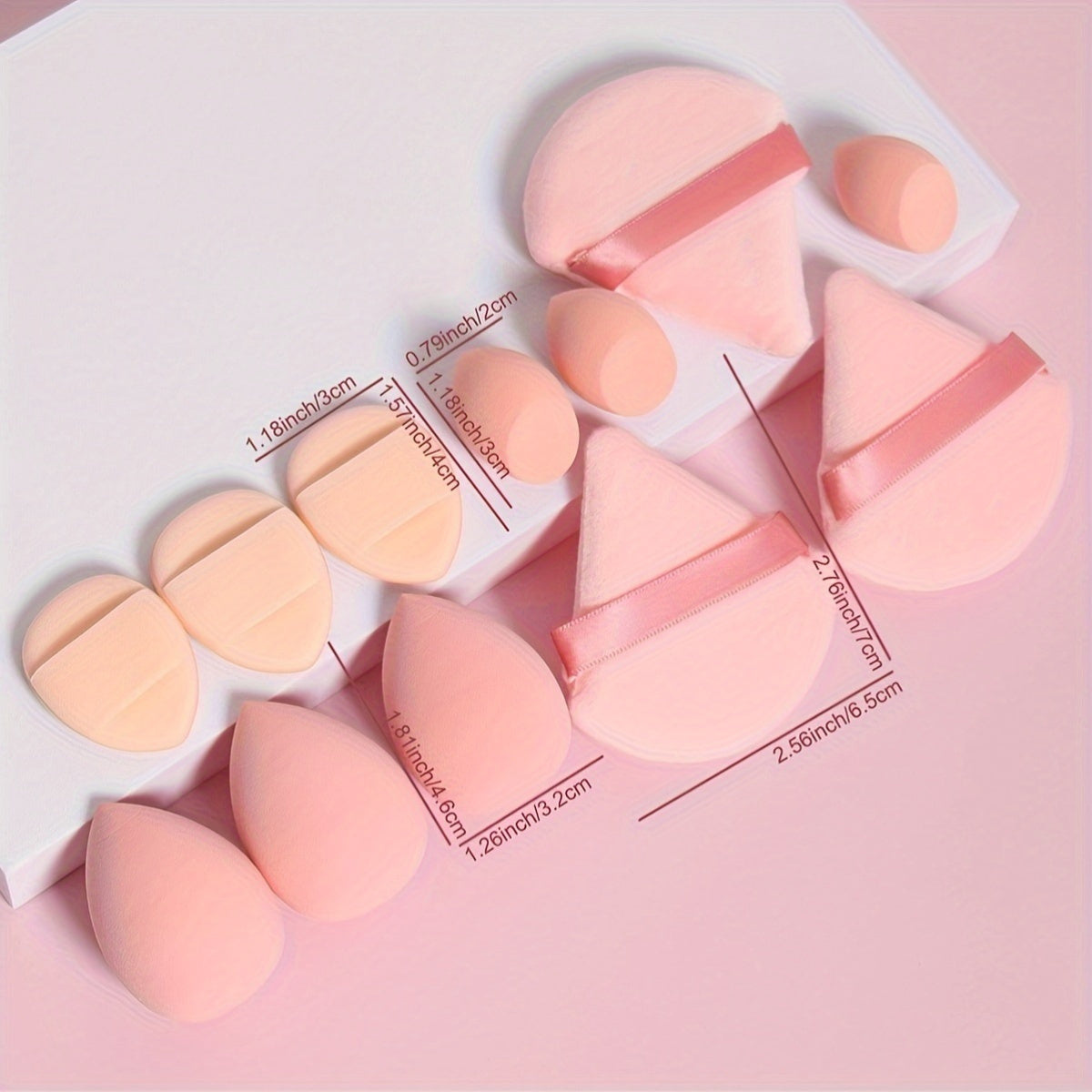 12pcs All-Purpose Makeup Sponge Set, Consisting of 3 Loose Powder Puffs, 3 Mini Air Cushion Puffs, 3 Beauty Eggs And 3 Mini Beauty Eggs. Foundation Blending Beauty Sponges, Liquid, Cream And Powder Flawless, Latex-Free Wet An