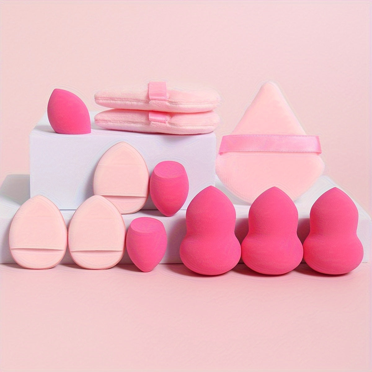 12pcs All-Purpose Makeup Sponge Set, Consisting of 3 Loose Powder Puffs, 3 Mini Air Cushion Puffs, 3 Beauty Eggs And 3 Mini Beauty Eggs. Foundation Blending Beauty Sponges, Liquid, Cream And Powder Flawless, Latex-Free Wet An