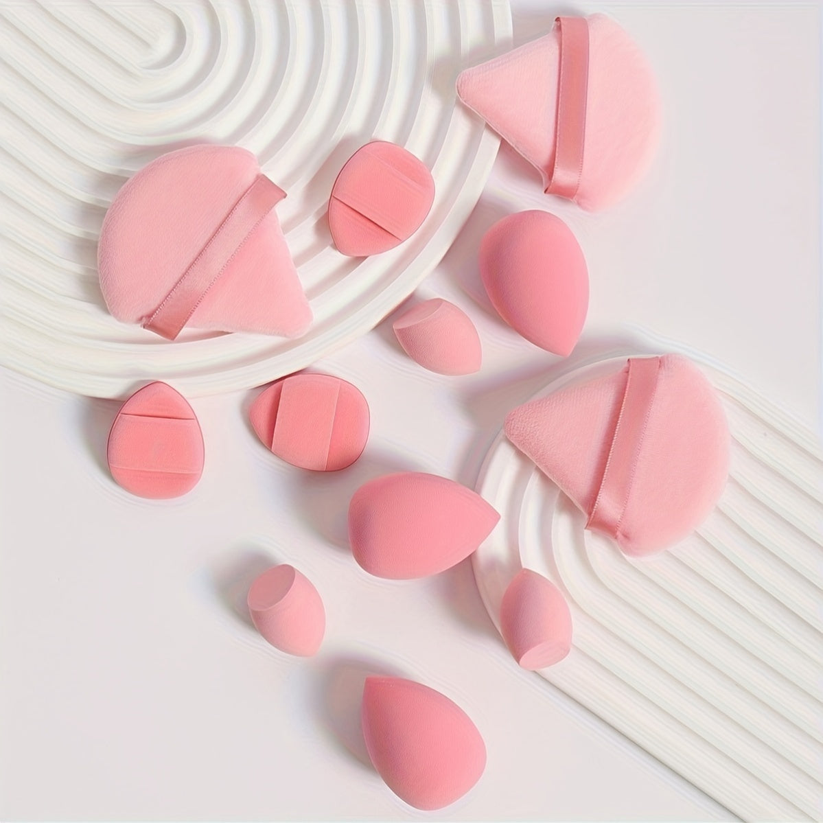 12pcs All-Purpose Makeup Sponge Set, Consisting of 3 Loose Powder Puffs, 3 Mini Air Cushion Puffs, 3 Beauty Eggs And 3 Mini Beauty Eggs. Foundation Blending Beauty Sponges, Liquid, Cream And Powder Flawless, Latex-Free Wet An