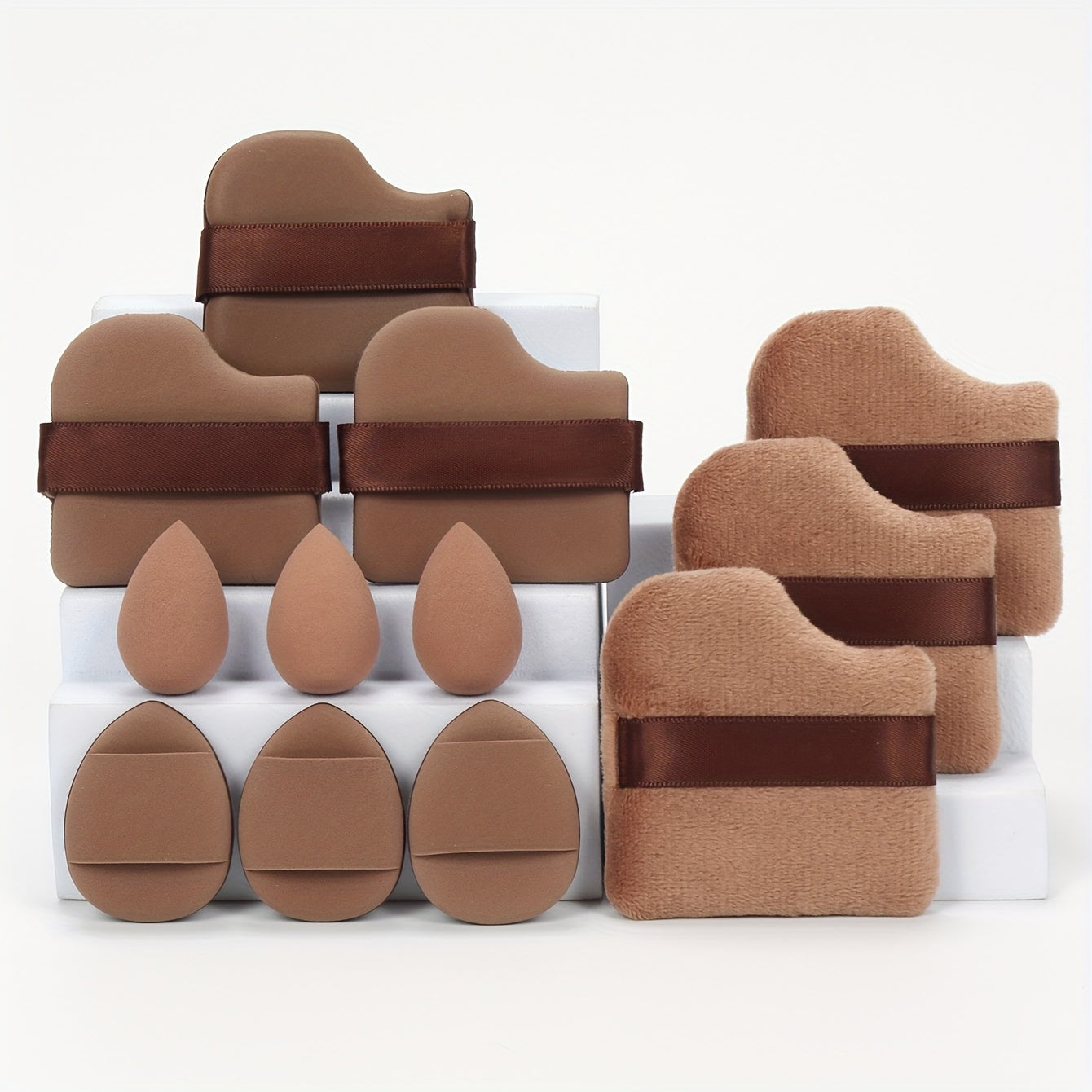 12pcs All-Purpose Makeup Sponge Set, Consisting of 3 Loose Powder Puffs, 3 Mini Air Cushion Puffs, 3 Beauty Eggs And 3 Mini Beauty Eggs. Foundation Blending Beauty Sponges, Liquid, Cream And Powder Flawless, Latex-Free Wet An
