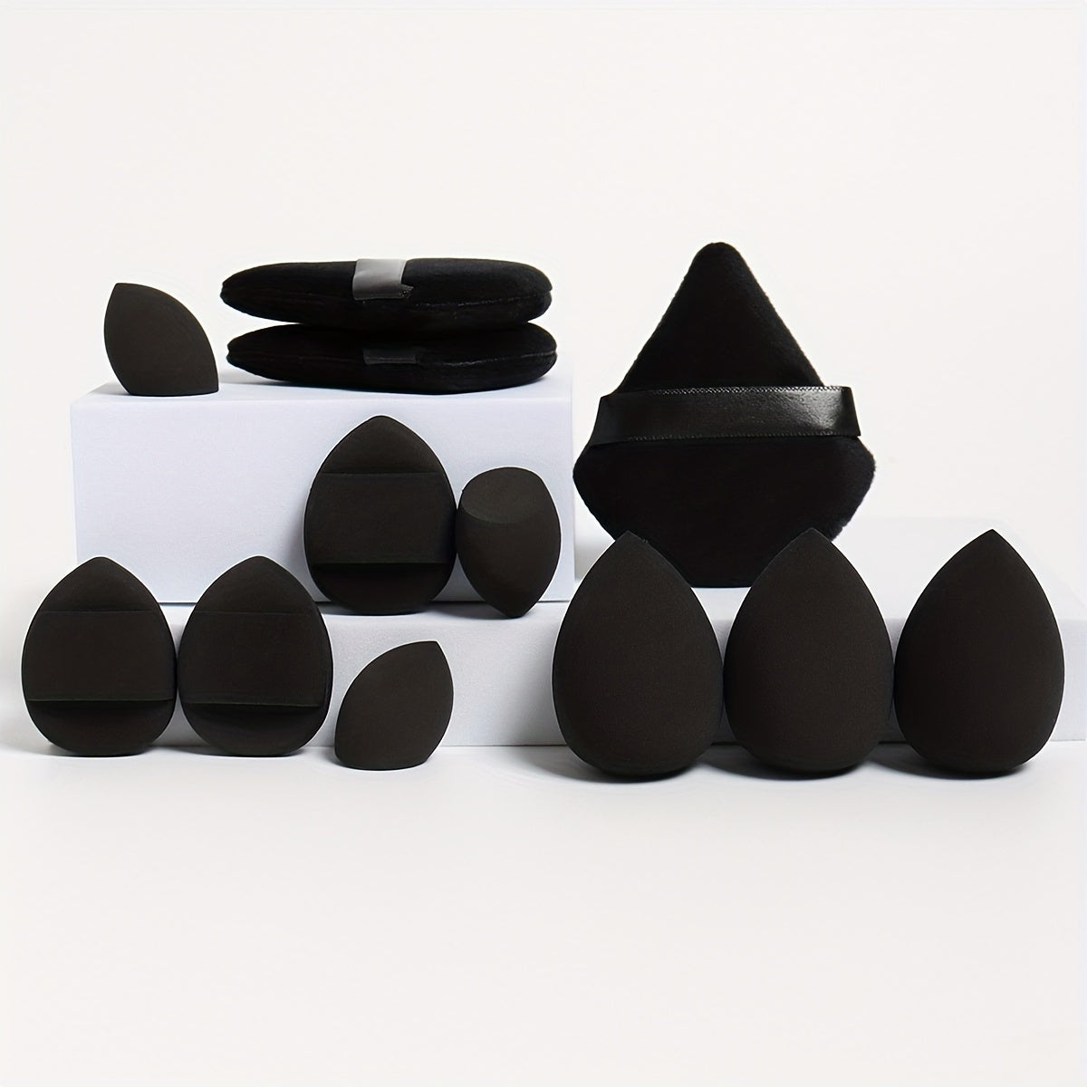 12pcs All-Purpose Makeup Sponge Set, Consisting of 3 Loose Powder Puffs, 3 Mini Air Cushion Puffs, 3 Beauty Eggs And 3 Mini Beauty Eggs. Foundation Blending Beauty Sponges, Liquid, Cream And Powder Flawless, Latex-Free Wet An