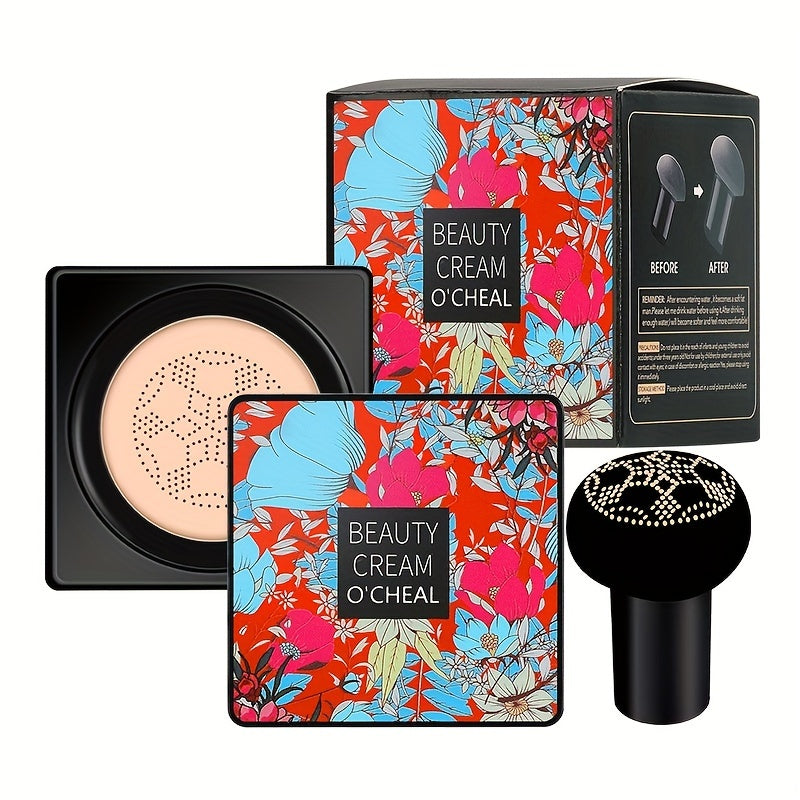 Mushroom Head Foundation BB Cream - Full Coverage, Long-Lasting Moisturizing Concealer for All Skin Types, Natural Nude Finish with Floral Packaging, Longlasting Foundation | Artistic Packaging | Vibrant Design