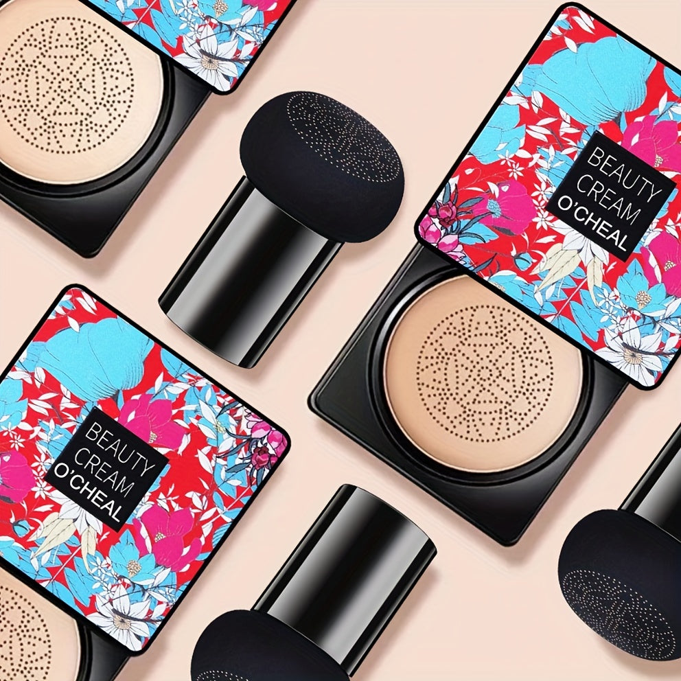 Mushroom Head Foundation BB Cream - Full Coverage, Long-Lasting Moisturizing Concealer for All Skin Types, Natural Nude Finish with Floral Packaging, Longlasting Foundation | Artistic Packaging | Vibrant Design
