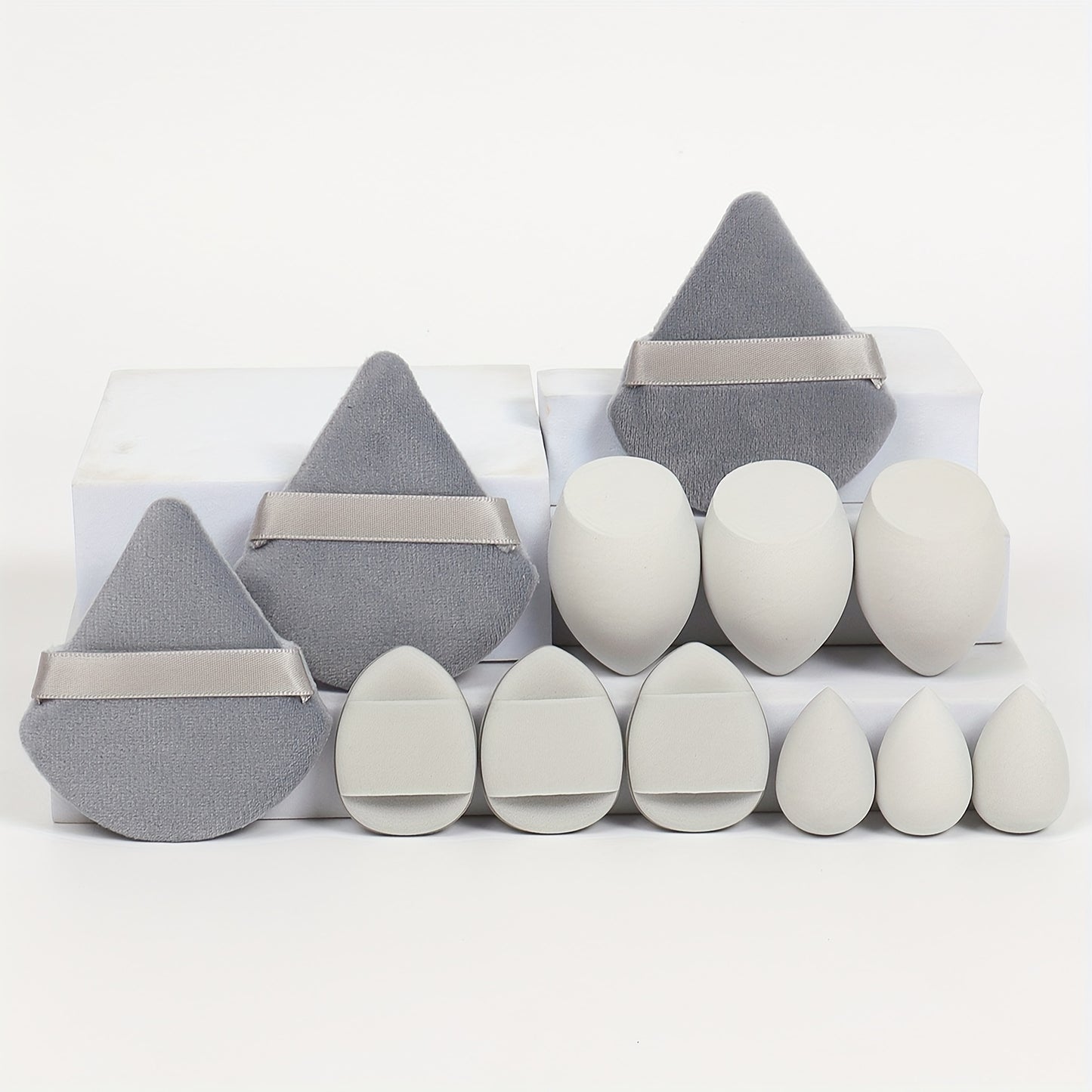 12pcs All-Purpose Makeup Sponge Set, Consisting of 3 Loose Powder Puffs, 3 Mini Air Cushion Puffs, 3 Beauty Eggs And 3 Mini Beauty Eggs. Foundation Blending Beauty Sponges, Liquid, Cream And Powder Flawless, Latex-Free Wet An
