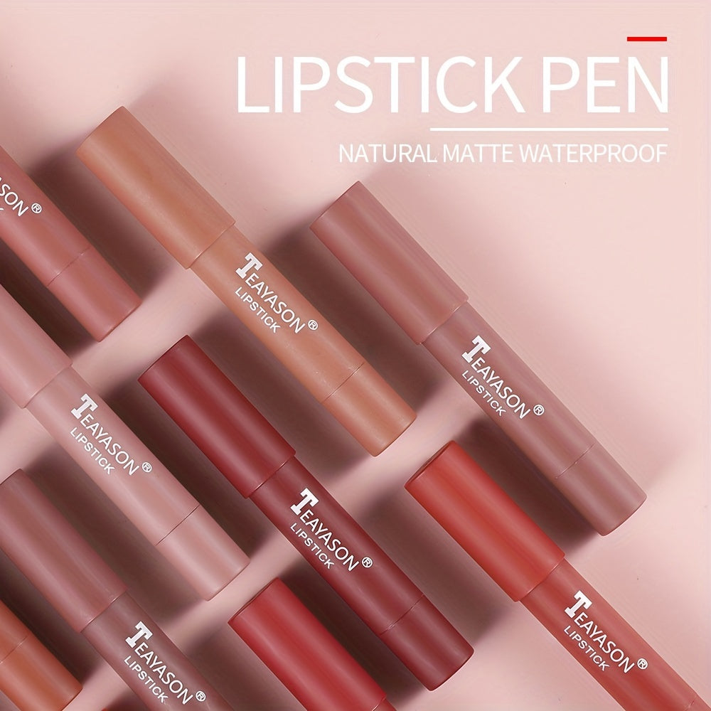 12 Colors Matte Moisturizing Lipstick Crayons - Long Lasting, Waterproof, Smooth, Fuller Lip Makeup Finish Valentine's Day Gifts