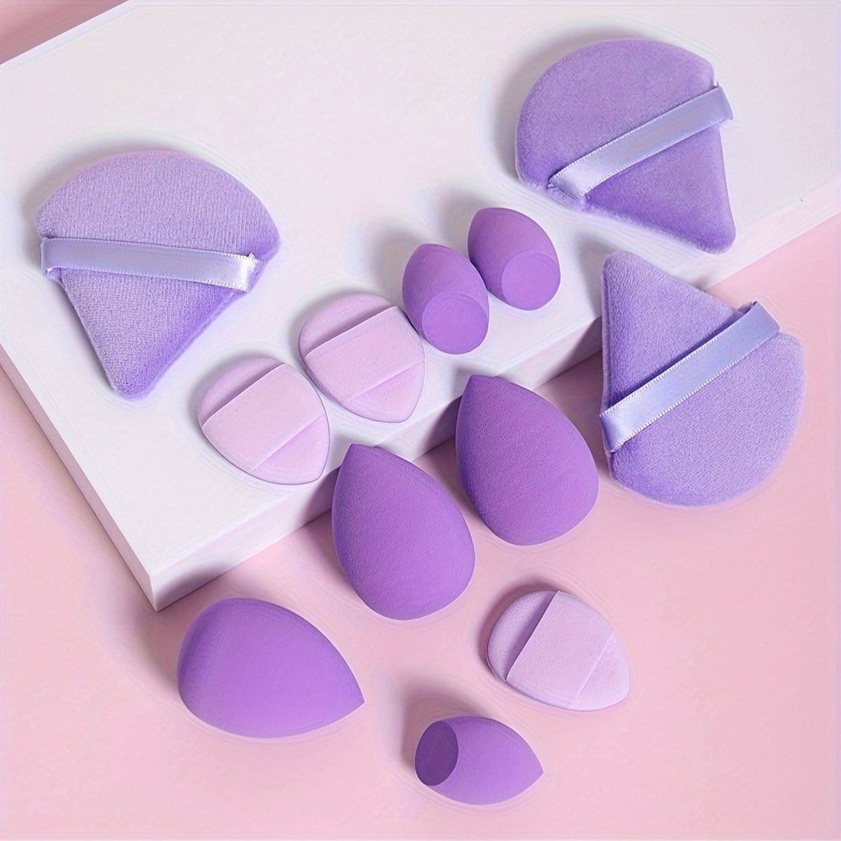 12pcs All-Purpose Makeup Sponge Set, Consisting of 3 Loose Powder Puffs, 3 Mini Air Cushion Puffs, 3 Beauty Eggs And 3 Mini Beauty Eggs. Foundation Blending Beauty Sponges, Liquid, Cream And Powder Flawless, Latex-Free Wet An
