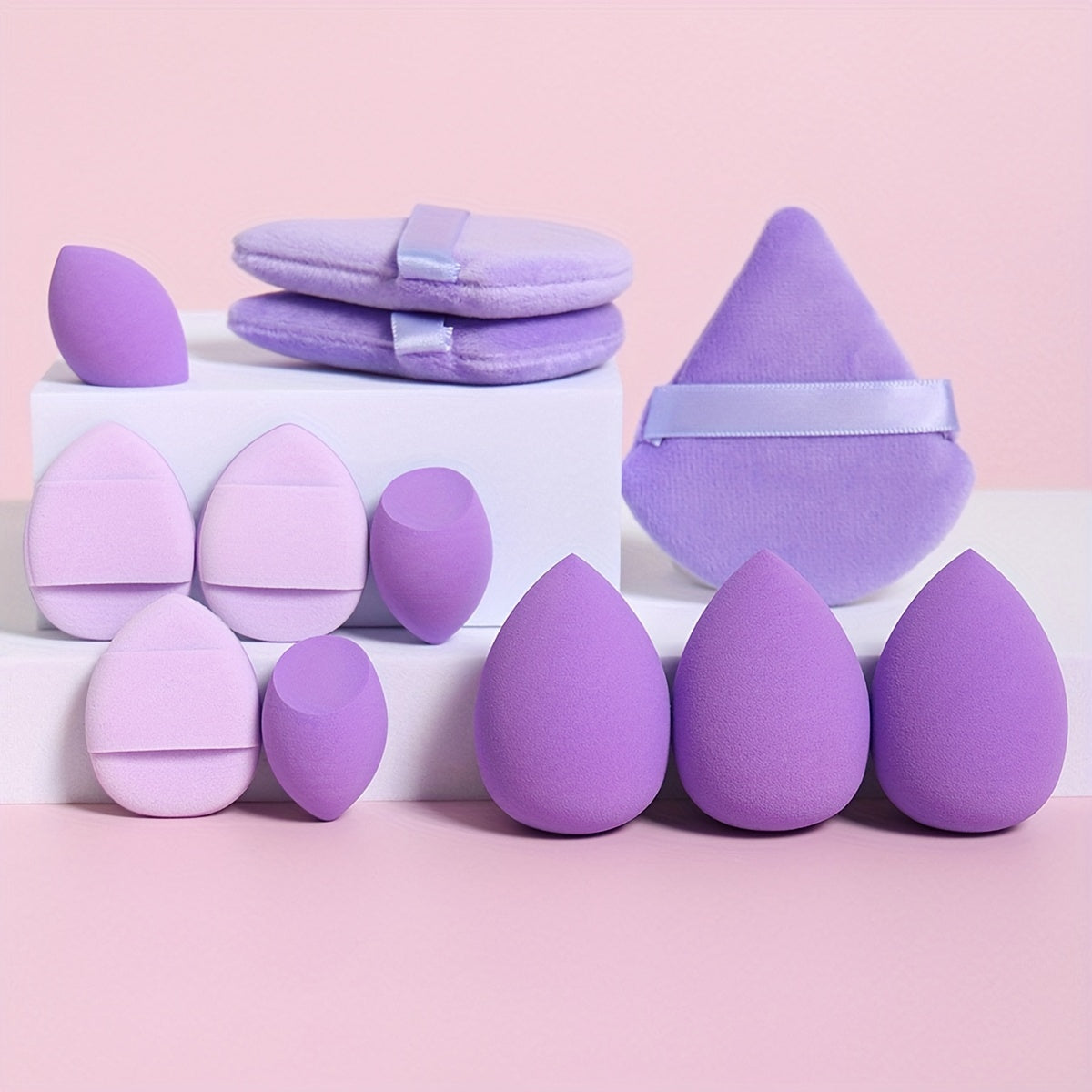 12pcs All-Purpose Makeup Sponge Set, Consisting of 3 Loose Powder Puffs, 3 Mini Air Cushion Puffs, 3 Beauty Eggs And 3 Mini Beauty Eggs. Foundation Blending Beauty Sponges, Liquid, Cream And Powder Flawless, Latex-Free Wet An