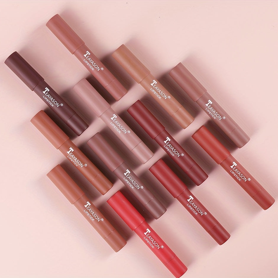 12 Colors Matte Moisturizing Lipstick Crayons - Long Lasting, Waterproof, Smooth, Fuller Lip Makeup Finish Valentine's Day Gifts