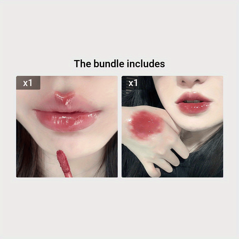 6 color lip glaze, cute little bear, mirror gloss, jelly lips with sparkling light dew water, long-lasting stain resistant transparent film forming lip gloss, full lip color.