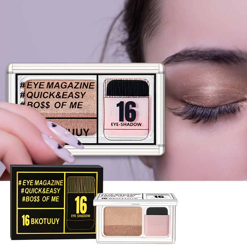 Shimmery Dual-Tone Eyeshadow Palette, 5-8 Versatile Shades, Easy Blend, Long-Lasting Waterproof Eye Makeup with Brush