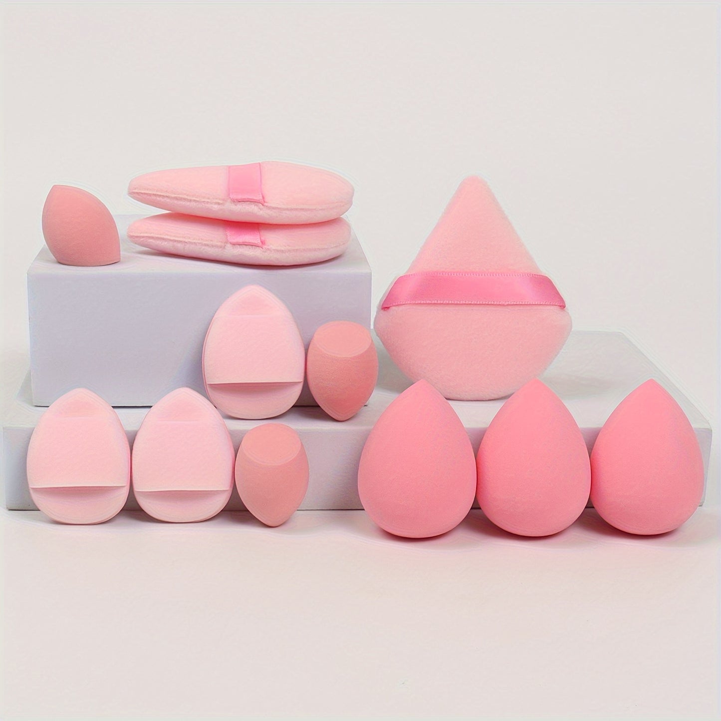 12pcs All-Purpose Makeup Sponge Set, Consisting of 3 Loose Powder Puffs, 3 Mini Air Cushion Puffs, 3 Beauty Eggs And 3 Mini Beauty Eggs. Foundation Blending Beauty Sponges, Liquid, Cream And Powder Flawless, Latex-Free Wet An