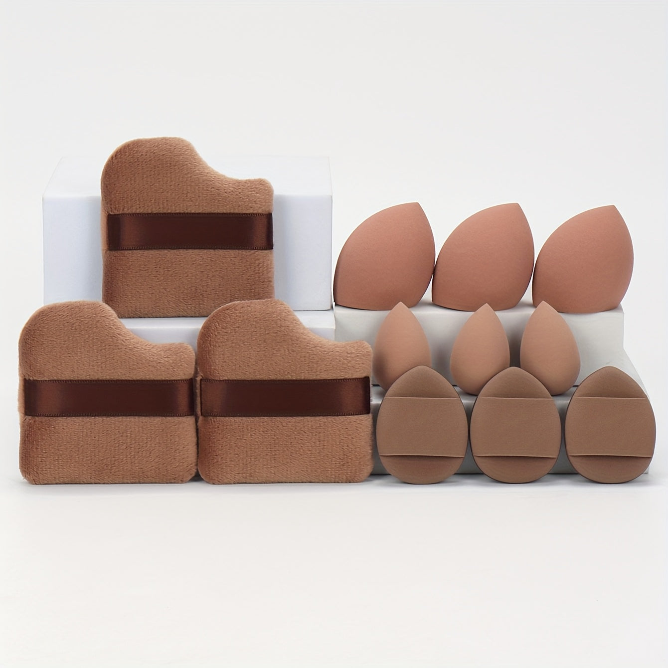 12pcs All-Purpose Makeup Sponge Set, Consisting of 3 Loose Powder Puffs, 3 Mini Air Cushion Puffs, 3 Beauty Eggs And 3 Mini Beauty Eggs. Foundation Blending Beauty Sponges, Liquid, Cream And Powder Flawless, Latex-Free Wet An