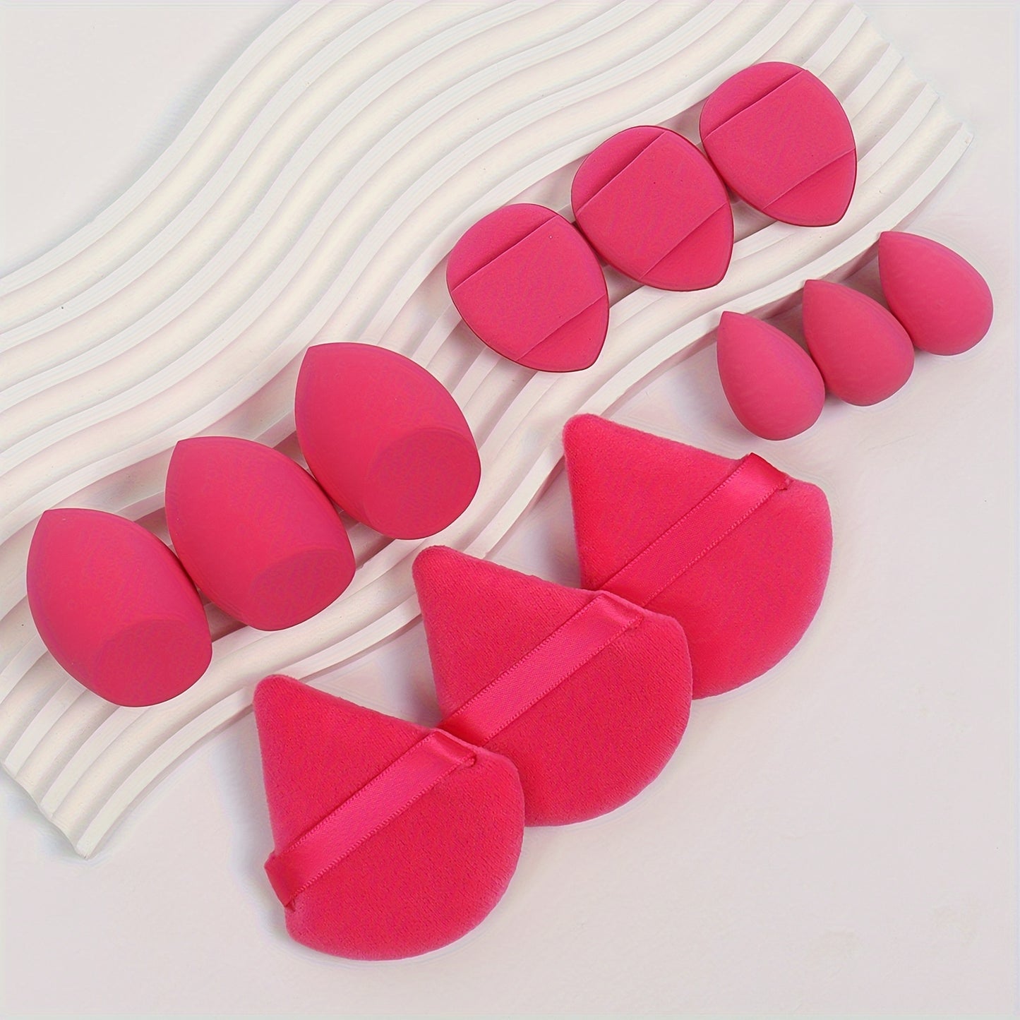12pcs All-Purpose Makeup Sponge Set, Consisting of 3 Loose Powder Puffs, 3 Mini Air Cushion Puffs, 3 Beauty Eggs And 3 Mini Beauty Eggs. Foundation Blending Beauty Sponges, Liquid, Cream And Powder Flawless, Latex-Free Wet An