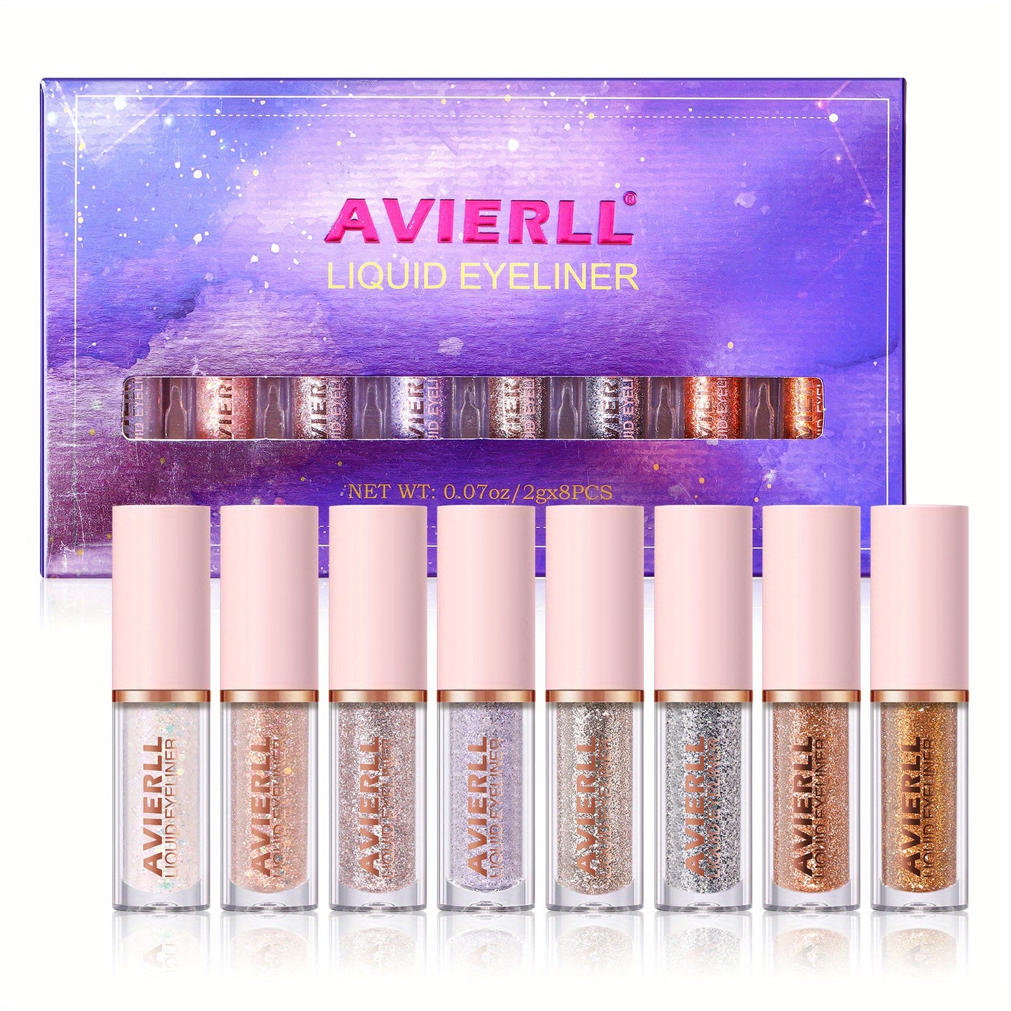 AVIERLL Sparkling Glitter Liquid Eyeliner Pen - 10 Colors, Long-Lasting Shimmer, Waterproof & Smudge-Proof, Easy Apply Fast Drying Eye Makeup, Colorful Eyeliner, AVIERLL