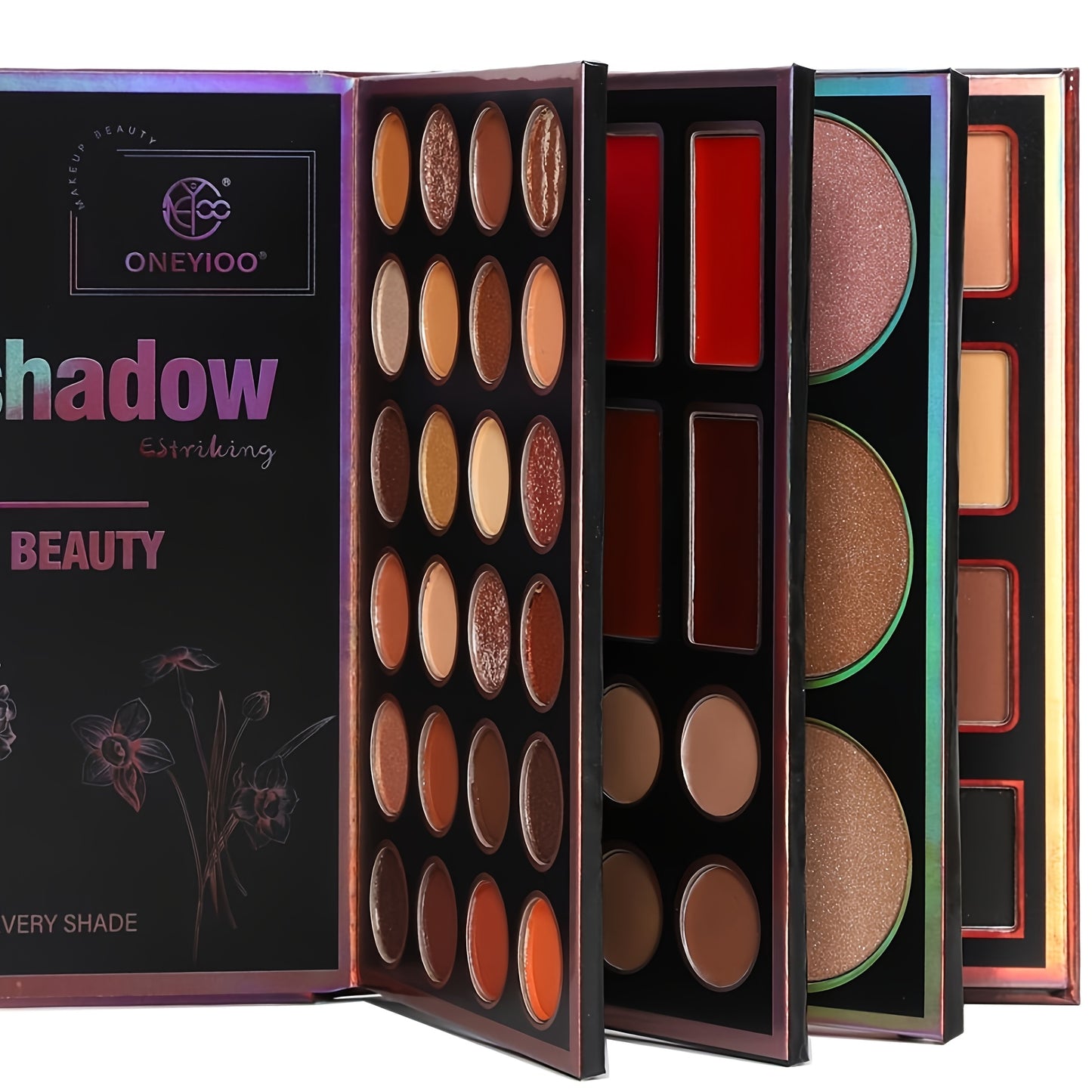 Extra Large New 4-Page 55-Color Eyeshadow Palette with 24 Matte & Shimmer Shades, 6 Lip Glosses, and 9 Highlighters - Perfect Multifunctional Makeup Set for Women's Holiday Gifts