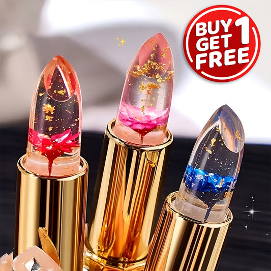 Pack of 2 Flower Jelly Lipstick, Color-Changing Long-Lasting Nourishing Balm with Magic Temperature Shift Lip Gloss, Suitable for All Light Beige Types, Perfect Valentines Day Gift