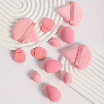 12pcs All-Purpose Makeup Sponge Set, Consisting of 3 Loose Powder Puffs, 3 Mini Air Cushion Puffs, 3 Beauty Eggs And 3 Mini Beauty Eggs. Foundation Blending Beauty Sponges, Liquid, Cream And Powder Flawless, Latex-Free Wet An