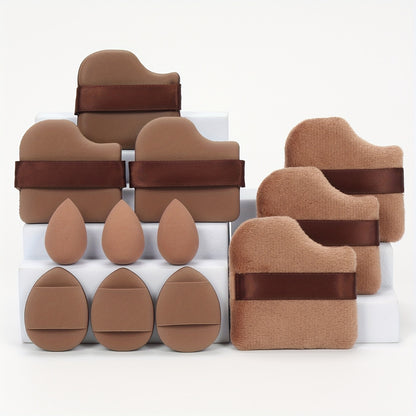 12pcs All-Purpose Makeup Sponge Set, Consisting of 3 Loose Powder Puffs, 3 Mini Air Cushion Puffs, 3 Beauty Eggs And 3 Mini Beauty Eggs. Foundation Blending Beauty Sponges, Liquid, Cream And Powder Flawless, Latex-Free Wet An