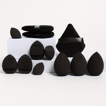 12pcs All-Purpose Makeup Sponge Set, Consisting of 3 Loose Powder Puffs, 3 Mini Air Cushion Puffs, 3 Beauty Eggs And 3 Mini Beauty Eggs. Foundation Blending Beauty Sponges, Liquid, Cream And Powder Flawless, Latex-Free Wet An