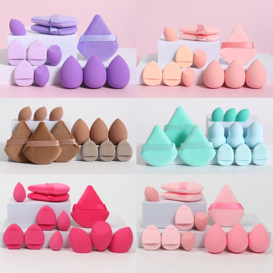 12pcs All-Purpose Makeup Sponge Set, Consisting of 3 Loose Powder Puffs, 3 Mini Air Cushion Puffs, 3 Beauty Eggs And 3 Mini Beauty Eggs. Foundation Blending Beauty Sponges, Liquid, Cream And Powder Flawless, Latex-Free Wet An