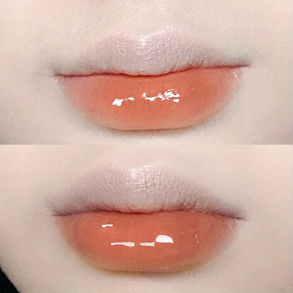 6 color lip glaze, cute little bear, mirror gloss, jelly lips with sparkling light dew water, long-lasting stain resistant transparent film forming lip gloss, full lip color.
