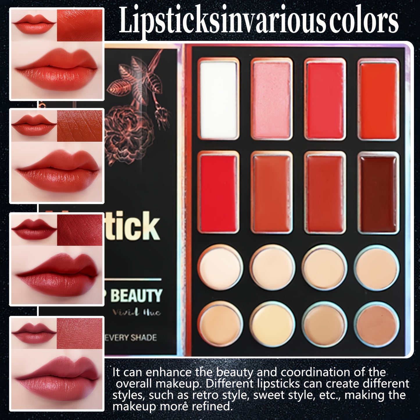 Extra Large New 4-Page 55-Color Eyeshadow Palette with 24 Matte & Shimmer Shades, 6 Lip Glosses, and 9 Highlighters - Perfect Multifunctional Makeup Set for Women's Holiday Gifts