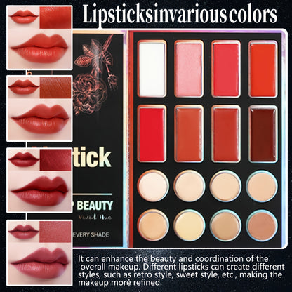 Extra Large New 4-Page 55-Color Eyeshadow Palette with 24 Matte & Shimmer Shades, 6 Lip Glosses, and 9 Highlighters - Perfect Multifunctional Makeup Set for Women's Holiday Gifts