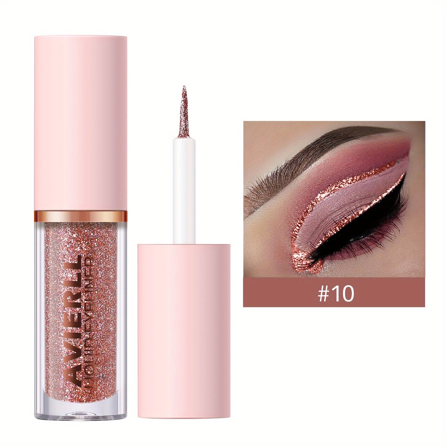 AVIERLL Sparkling Glitter Liquid Eyeliner Pen - 10 Colors, Long-Lasting Shimmer, Waterproof & Smudge-Proof, Easy Apply Fast Drying Eye Makeup, Colorful Eyeliner, AVIERLL