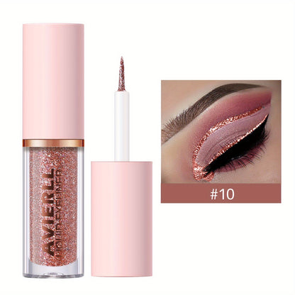 AVIERLL Sparkling Glitter Liquid Eyeliner Pen - 10 Colors, Long-Lasting Shimmer, Waterproof & Smudge-Proof, Easy Apply Fast Drying Eye Makeup, Colorful Eyeliner, AVIERLL