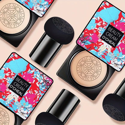Mushroom Head Foundation BB Cream - Full Coverage, Long-Lasting Moisturizing Concealer for All Skin Types, Natural Nude Finish with Floral Packaging, Longlasting Foundation | Artistic Packaging | Vibrant Design