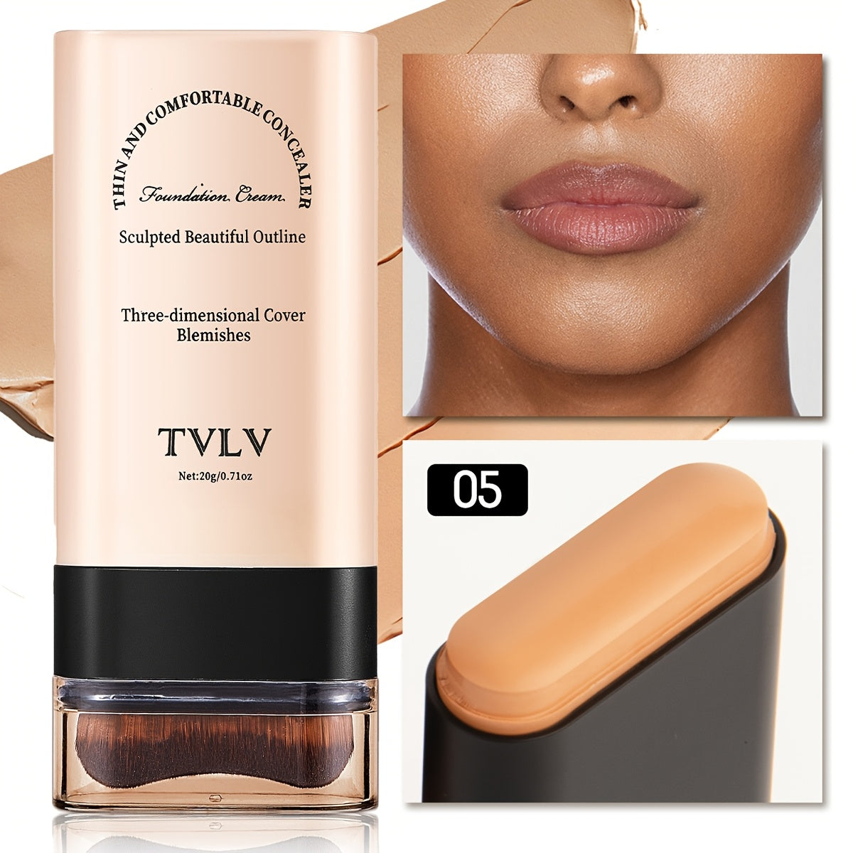 5 Colors Available 2-in-1 Concealer and Foundation Stick, Easy Application, Long-Lasting Makeup That Easily Covers Dark Circles for a Flawless Look