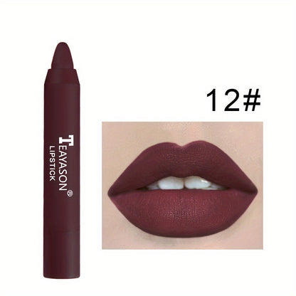 12 Colors Matte Moisturizing Lipstick Crayons - Long Lasting, Waterproof, Smooth, Fuller Lip Makeup Finish Valentine's Day Gifts