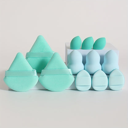 12pcs All-Purpose Makeup Sponge Set, Consisting of 3 Loose Powder Puffs, 3 Mini Air Cushion Puffs, 3 Beauty Eggs And 3 Mini Beauty Eggs. Foundation Blending Beauty Sponges, Liquid, Cream And Powder Flawless, Latex-Free Wet An