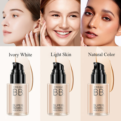 HEYXI Flawless BB Cream Foundation - Moisturizing, Long-Lasting Coverage for All Skin Tones, Natural Finish, Lightweight Matte Formula, Ivory White to Natural Shades, Perfect for Casual Attire, Everyday Makeup | Sleek Bottle