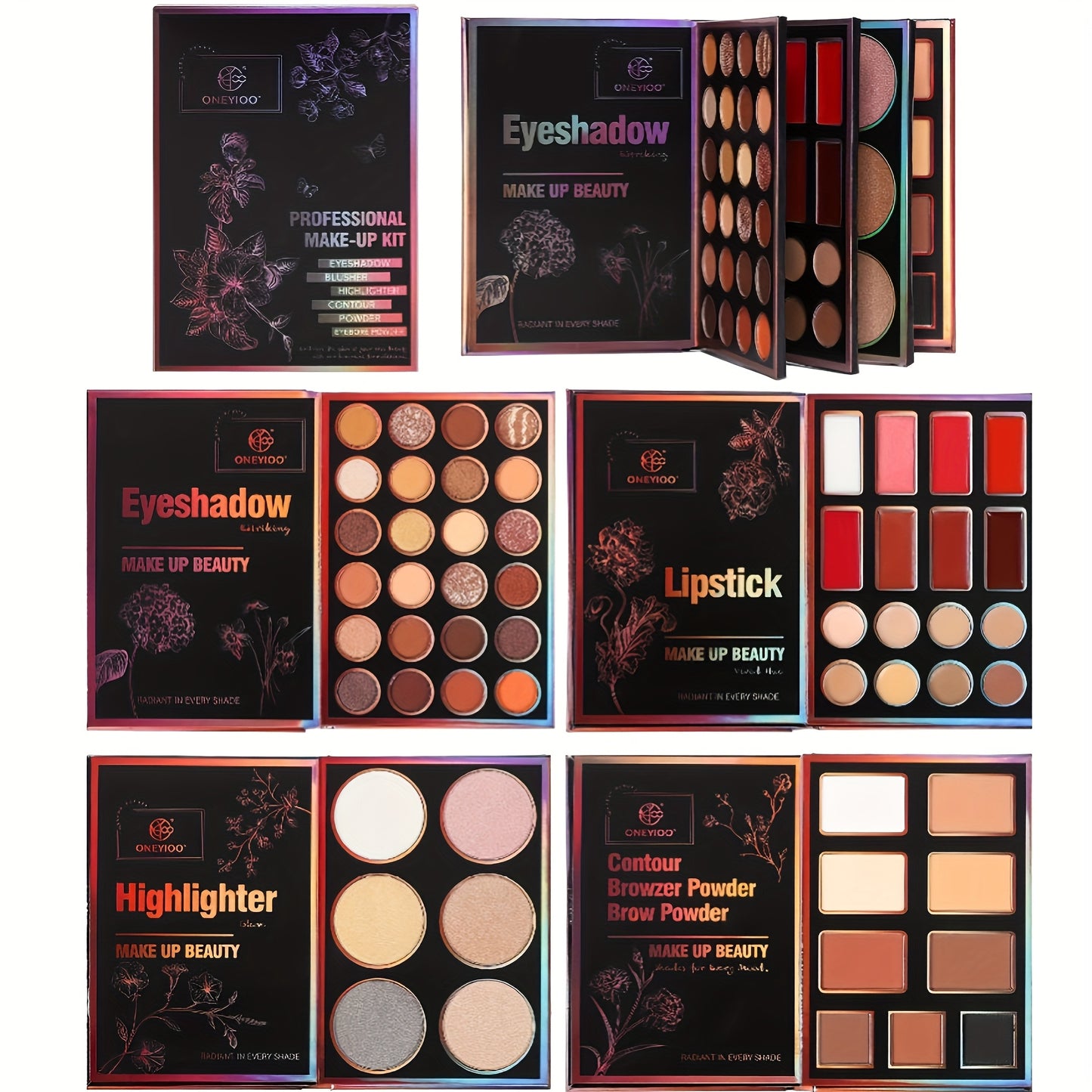Extra Large New 4-Page 55-Color Eyeshadow Palette with 24 Matte & Shimmer Shades, 6 Lip Glosses, and 9 Highlighters - Perfect Multifunctional Makeup Set for Women's Holiday Gifts