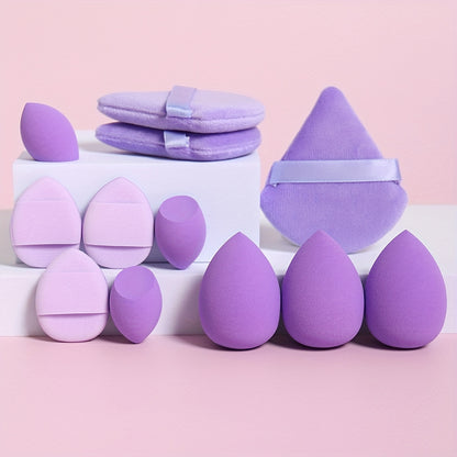 12pcs All-Purpose Makeup Sponge Set, Consisting of 3 Loose Powder Puffs, 3 Mini Air Cushion Puffs, 3 Beauty Eggs And 3 Mini Beauty Eggs. Foundation Blending Beauty Sponges, Liquid, Cream And Powder Flawless, Latex-Free Wet An
