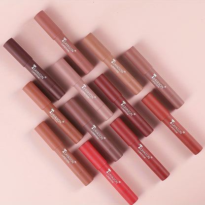 12 Colors Matte Moisturizing Lipstick Crayons - Long Lasting, Waterproof, Smooth, Fuller Lip Makeup Finish Valentine's Day Gifts