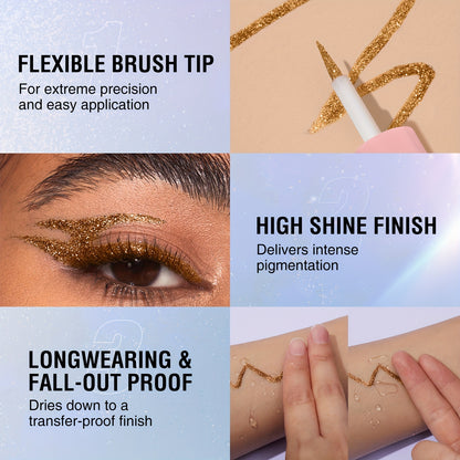 AVIERLL Sparkling Glitter Liquid Eyeliner Pen - 10 Colors, Long-Lasting Shimmer, Waterproof & Smudge-Proof, Easy Apply Fast Drying Eye Makeup, Colorful Eyeliner, AVIERLL