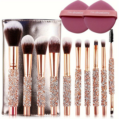 10/11/12pcs Professional Makeup Brush Set, Contour Brush, Powder Brush, Blush Brush, Eyeshadow Brush, Eyebrow Brush, Travel-Friendly Brush Set, Christmas Gift Set, Perfect Birthday Gift for Mom and Girlfriend on Mother'S Day,