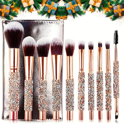 10/11/12pcs Professional Makeup Brush Set, Contour Brush, Powder Brush, Blush Brush, Eyeshadow Brush, Eyebrow Brush, Travel-Friendly Brush Set, Christmas Gift Set, Perfect Birthday Gift for Mom and Girlfriend on Mother'S Day,